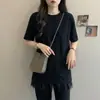 Camiseta de Manga Corta de Longitud Media con Adorno de Encaje para Mujer Tallas Grandes, Novedades de Verano, Holgada y Adelgazante para Figuras Tallas Grandes, Top Elegante que Cubre el Vientre