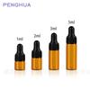 Frasco de Vidro Marrom para Óleo Essencial 1ml 2ml 3ml 5ml Frasco com Gotejador Frasco para Solução Original Frasco para Amostra de Teste Frasco para Embalagem de Amostra