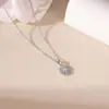 Collar Redondo de Acero de Titanio con Estrella y Circonita Incrustada para Mujer, Diseño Único, Cadena de Clavícula de Lujo Ligero, Versátil y de Gama Alta
