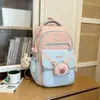 Mochila Escolar Color Block para Meninas, Estilo Coreano, Adequada para Alunos do Ensino Médio, Fundamental II e Fundamental I, Mochila Versátil com Grande Capacidade