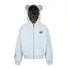 Sudadera con Capucha Estilo Retro Americano Sexy Estampado de Leopardo para Hombres y Mujeres 2025 Invierno Nueva Holgada Gruesa Acolchada