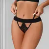 Roupa Íntima Sexy Feminina de Comércio Exterior, Tanga Transparente, Renda de Cintura Baixa, Alças Finas, Recortada, Fina, Respirável, Confortável e Sexy