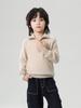 Nuevo Suéter de Cachemir Puro de Montaña para Niños Otoño e Invierno Cuello Semi Abierto Manga Raglán Niños Medianos y Grandes Suéter Cálido de Punto Moda con Cuello Reversible