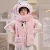 Conjunto de tres piezas de gorro y bufanda para niños y niñas, otoño e invierno, guantes, bebé, lindo, estilo extranjero, cálido, moda, dibujos animados, gorro infantil