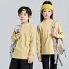 Sudadera de forro polar de doble cara para estudiantes, playera base cálida para niños, camiseta de manga larga para niños, top de cuello medio alto para niños talla mediana y grande