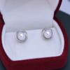 Pendientes de perlas redondas blancas de agua dulce de 7-8 mm, de luz fuerte, casi impecables, pendientes triangulares de nido de pájaro de plata S925 para mujer