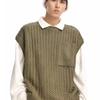Suéter sin mangas retro japonés para hombre, marca de moda de otoño, suéter de cuello redondo que combina con todo, chaleco color albaricoque, camisa de fondo, moda