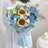 Producto Terminado de Girasol Tejido a Mano, Ramo de Hilo para el Día del Maestro, Regalo Souvenir, Flores Artificiales Tejidas Simuladas al por Mayor