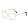 Nuevas Gafas de Moda Raine Estilo Yk Hot Girl Europeo y Americano Marco de Metal Retro Ojo de Gato Anti-Luz Azul
