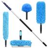 Kit de Limpieza Telescópico de Aluminio 4 en 1 Barra de Extensión con Limpiacristales de Microfibra Plumero Cepillo para Telarañas