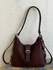 Mochila de camurça Melard, cor sólida, estilo retrô, coleção outono 2026, bolsa de ombro casual, bolsa transversal despojada