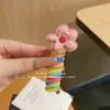 Urso fofo de desenho animado, elástico de cabelo colorido tipo fio de telefone, corda de cabelo, influenciador da internet, ins, elástico longo em espiral elétrica, acessórios de cabelo infantis