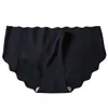 Ropa interior ultrafina de seda de hielo sin dejar rastro, ondulada, de color sólido, transpirable, de talla grande, de cintura baja, de una pieza para mujer.
