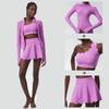 Conjunto de Tres Piezas Ajustado con Forma de Concha para Tenis Transfronterizo para Mujer, Tallas Grandes Elástico Ropa Deportiva de Yoga Fitness Conjunto de Tres Piezas