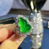 Estrella con hielo de simulación a través de ágata calcedonia verde temperamento retro calabaza de diamantes completos anillo abierto aretes de aro para mujer