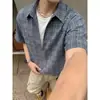 Camisa Retro Japonesa de Verano a Cuadros Perezosa de Manga Corta para Hombres y Mujeres, Chaqueta Camisa Versátil Casual Holgada