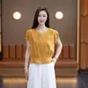 Traje Feminino Moderno e Elegante 2026 Verão Novo Design Camisa Bordada de Manga Curta e Calça de Cintura Alta Emagrecedora Conjunto de Duas Peças