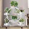 Soporte para Flores para Sala de Estar, de Pie, Móvil con Ruedas, Soporte de Hierro Forjado de Múltiples Niveles para Macetas de Plantas Verdes, Soporte para Flores de Balcón para Uso Doméstico