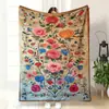 Venda Direta de Fábrica Manta de Arte Vintage Transfronteiriça com Padrões Florais Pintados Manta de Sofá Manta de Flanela