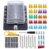 Caja de Fusibles de Hoja de 6, 8, 10, 12 Vías con Indicador LED Rojo Juego de Soportes para Fusibles