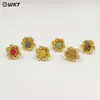 Wt-R583 Anillo Ajustable de Latón con Incrustación de Circonita y Piedras Preciosas con Diseño de Flor Tridimensional Joyería de Exportación Más Vendida