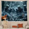 Decoração de Parede de Terror para Halloween Fantasma Duas Bruxas Preparando Poção Castelo Abóbora Fundo Tapeçaria de Parede Tapeçaria Decorativa Atacado