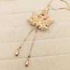 Joyería Europea y Americana Moda Coreana Diamante de Imitación Arce Perla Collar Largo Cadena para Suéter de Mujer Accesorios Yiwu Joyería Pequeña