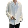 Foto real japonés de moda manga larga Nueva camisa holgada color sólido estándar para hombre elegante simple primavera moda juvenil