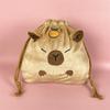 Adorable Peluche de Capibara Bolsillo con Cordón Lavable Papelería de Capibara Cibernético Bolsa de Almacenamiento Portátil de Gran Capacidad