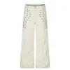 Jeans retro americanos con diseño de hebilla de metal para mujer, nuevo estilo callejero de otoño, pantalones sueltos y casuales de longitud hasta el suelo
