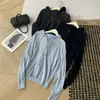 Cardigã de malha casual com zíper duplo e capuz estilo coreano para mulheres, início do outono de 2026, casaco suéter de lã com textura jacquard