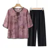 Looks de Verão para Mulheres de Meia-Idade e Idosas, Blusas Estilosas para Avós, Camisas Novas de Estilo Chinês Largas Plus Size
