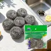 Esponjas de alambre de acero inoxidable para uso doméstico, juego de 4 piezas, para limpiar ollas de cocina y lavar platos