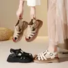 Sandalias tejidas estilo romano Baotou para mujer, novedad Primavera/Verano 2026, zapatos casuales versátiles con suela gruesa y diseño hueco para combinar con faldas