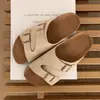 Medias zapatillas retro de suela plana Birkenstock Chuyuji para mujer, casuales y versátiles, cómodas para los pies, rojas, antideslizantes, con suela suave de corcho