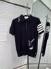 Venda Direta de Fábrica Tb Versão de Luxo Novo Estilo de Verão Camisa Polo de Manga Curta com Quatro Listras e Bordado de Galho para Mulheres
