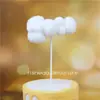 Pastel de Cumpleaños de Globo Aerostático Estéreo Adornos Decorativos Nubes de Malvavisco de Felpa Bandera para Pastel de Mesa de Postres