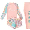 Traje de baño infantil mujer conservador protección solar conjunto de tres piezas verano nuevo bebé dividido secado rápido deportivo ins natación al por mayor