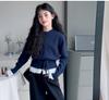 Conjunto de Suéter de Encaje para Niñas Primavera y Otoño 2025 Nuevo Estilo Coreano Moda Infantil Mediana y Grande Diseño Suelto de Punto Conjunto de Dos Piezas