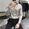Camisa casual de manga larga para hombre, estilo coreano, ajustada, con bordado atractivo, estilo estilista, nueva camisa de chico con espíritu, sin planchado