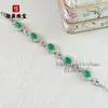 Pulseira de Calcedônia Branca Gelo Natural Prata 925 Banhada a Cobre Incrustada com Esmeralda Verde Imperial Pulseira Ágata Rosa Jade Presente Exquisito