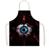 Saia com Atmosfera de Terror de Halloween Padrão de Caveira Manchas de Sangue Sem Mangas Decote Halter Avental Anti-Sujeira Cozinha Assar