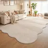 Alfombra para sala de estar, forma irregular, estilo crema, color liso, lavable, limpiable con toallita, impermeable, resistente a manchas, resistente a la suciedad, adecuada para sofá y dormitorio