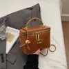 Bolsa Pequena com Corrente para Mulheres 2025 Inverno Nova Tendência Moda Estilo Ocidental Simples Bolsa Transversal Textura Bolsa Carteiro Pequena Quadrada