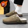 Chinelos Fechados para Outono e Inverno, Sapatos Quentes de Algodão, Sapatos Peludos, Sapatos Estilo Birkenstock para Mulheres, Chinelos de Algodão Peludos Fechados Estilo Birkenstock