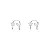 Pendientes de clip de oreja de estrella y luna refinados de alta calidad para mujer, pequeños pendientes de hebilla de estrella de cinco puntas con diamantes frescos sin agujeros para las orejas.