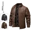 Jaqueta de Couro Veludo Fino Masculina Jaqueta 2025 Primavera Nova Jaqueta de Couro Corta-vento