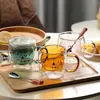 Taza de vidrio creativa con diseño de oso y asa, de doble pared, vidrio de colores, resistente al calor, vidrio de borosilicato alto, apta para leche y café