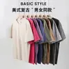 Bestseller transfronterizo: Camiseta de manga corta retro americana resistente, con hombros caídos, efecto batik, acabado lavado a la nieve, corte holgado, se puede planchar
