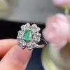Anillo de esmeralda natural piedra principal cristalina 4*6mm anillo de valor viviendo sin elegir circunferencia del dedo incrustación de plata s925